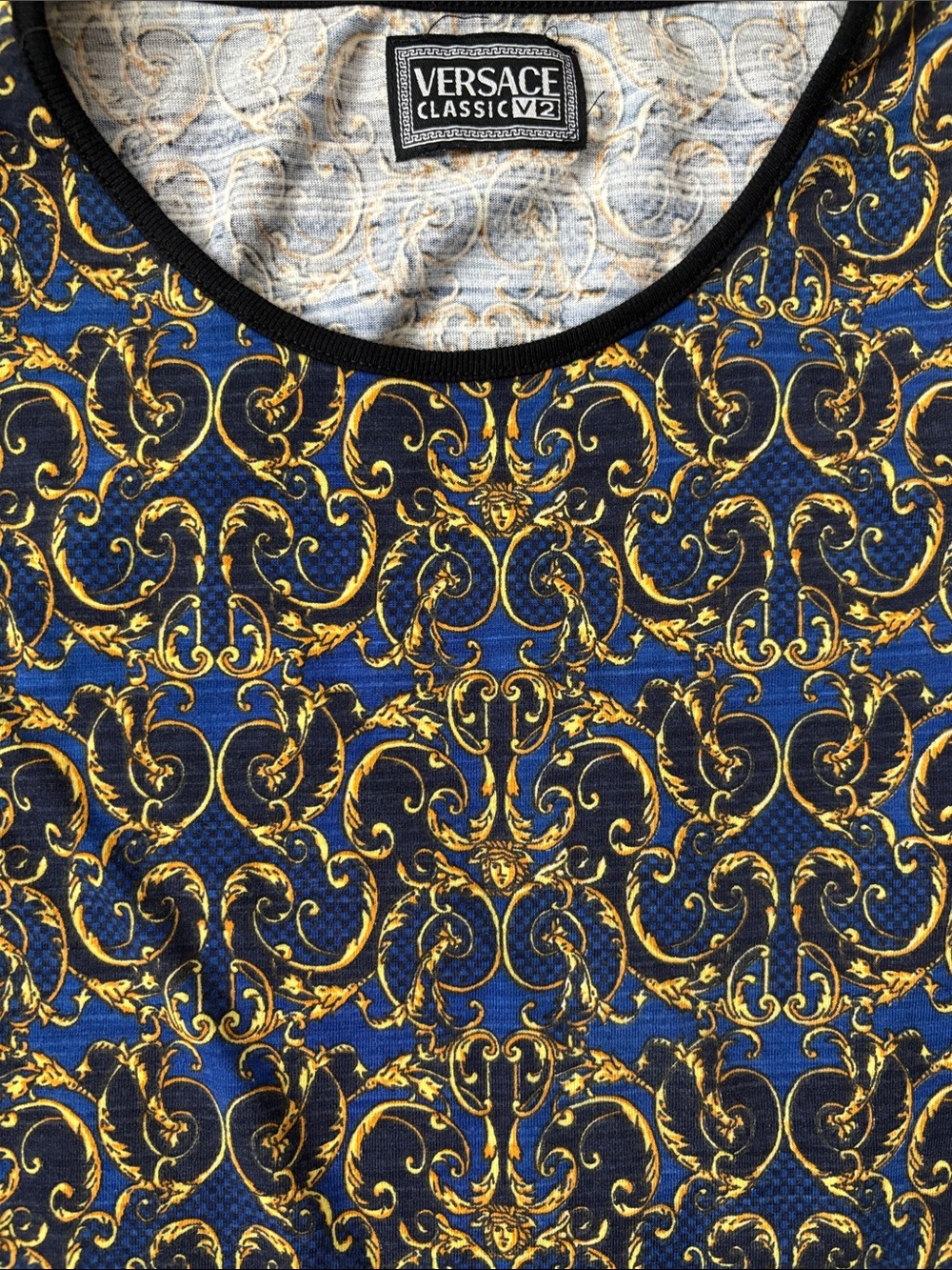 Vintage Versace Classic V2 Baroque Mini Dress 100% Cotton Fits Sz Small